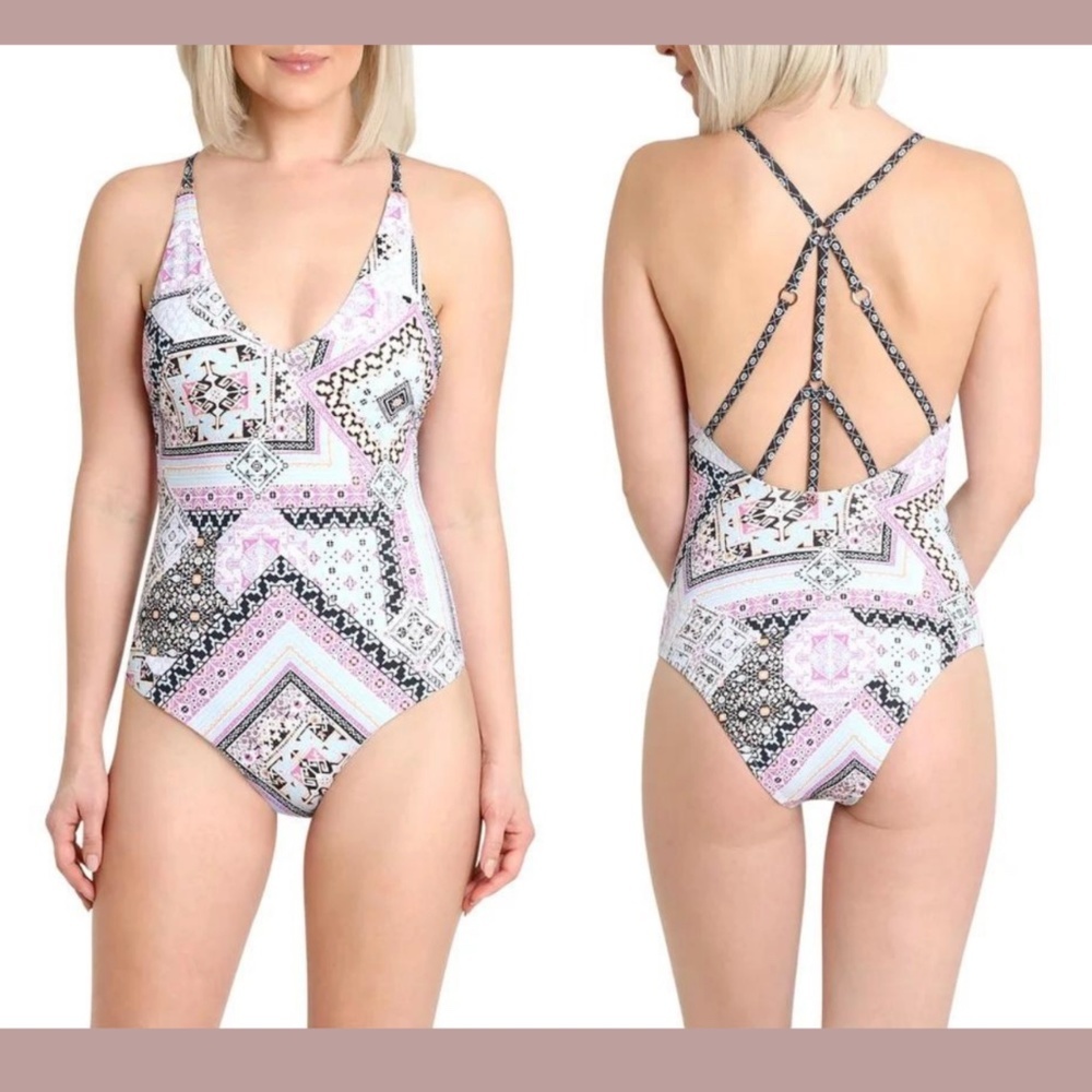 NWT Nanette‎ Lepore [ 4 ] Val V-Neck One-Piece Swimsuit in Marrakesh Megerie